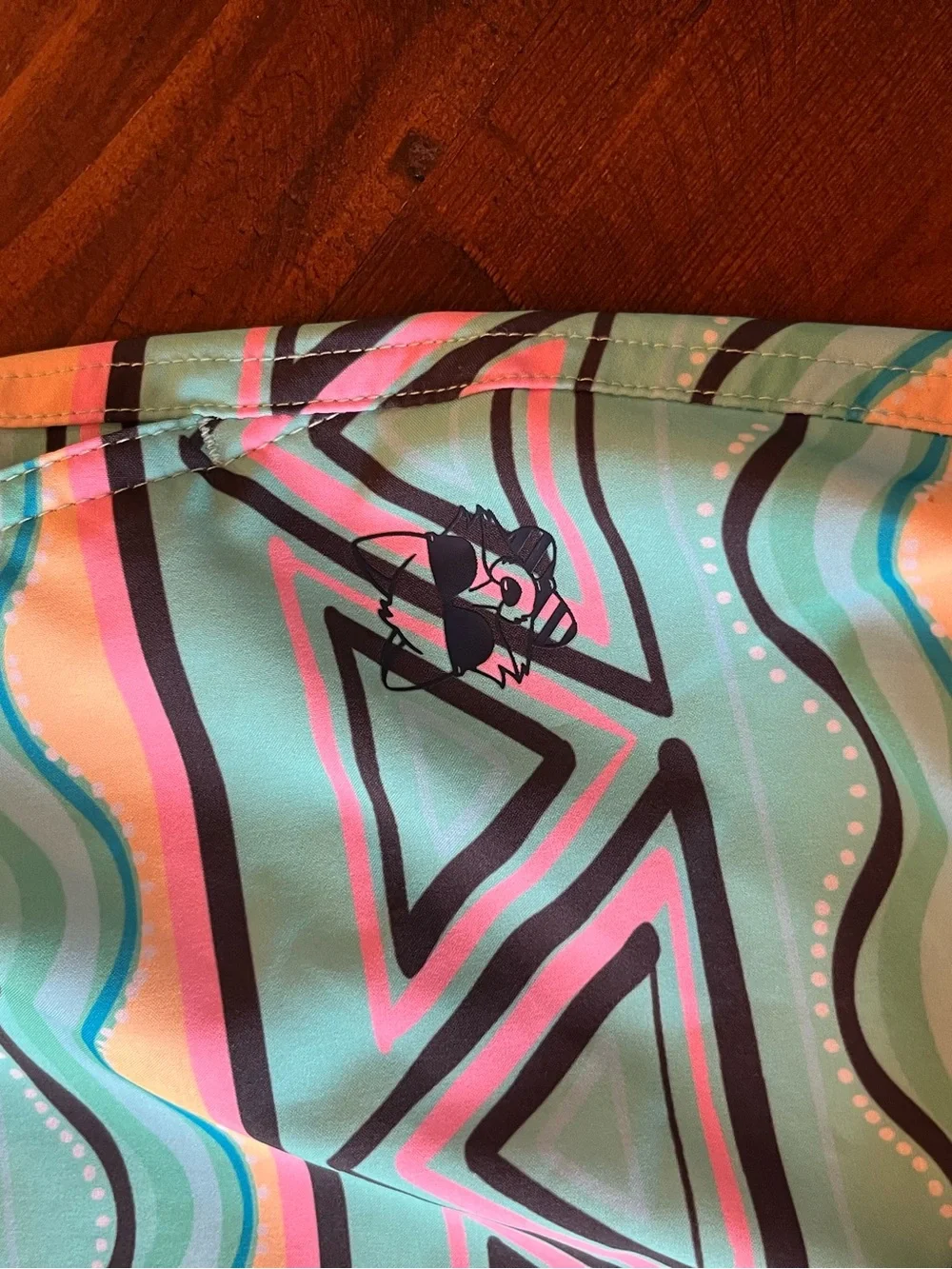 Party Pants Men's Festival Swim Shorts Trunks - Cyan / Neon Geometric - Size XL